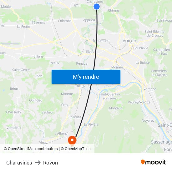 Charavines to Rovon map