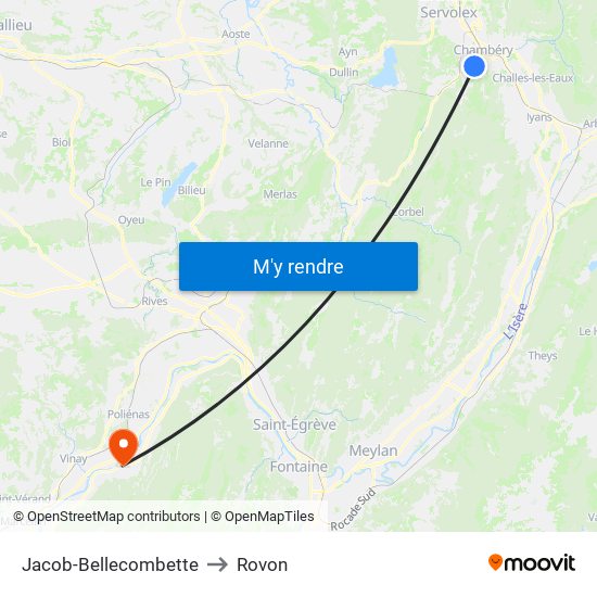 Jacob-Bellecombette to Rovon map