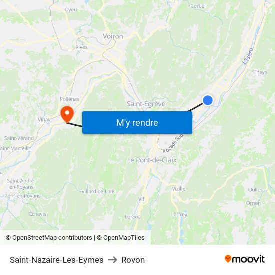 Saint-Nazaire-Les-Eymes to Rovon map
