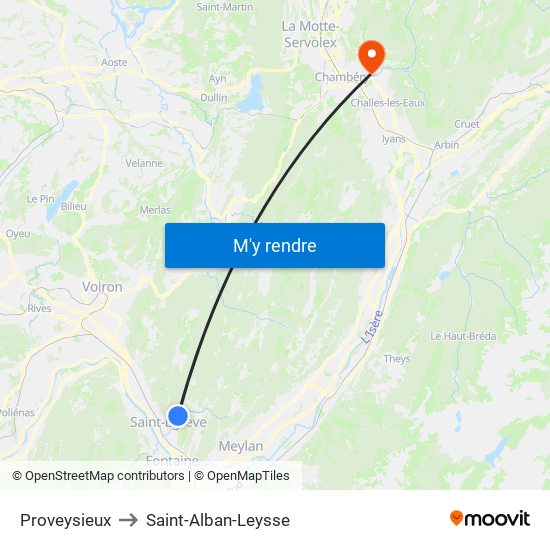 Proveysieux to Saint-Alban-Leysse map