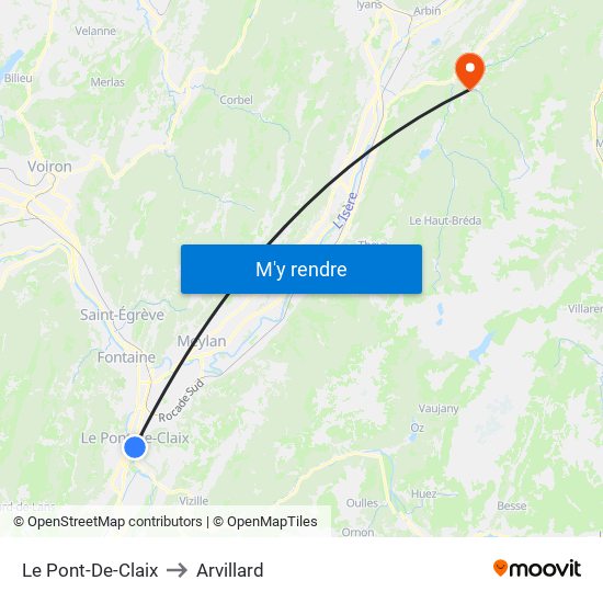 Le Pont-De-Claix to Arvillard map