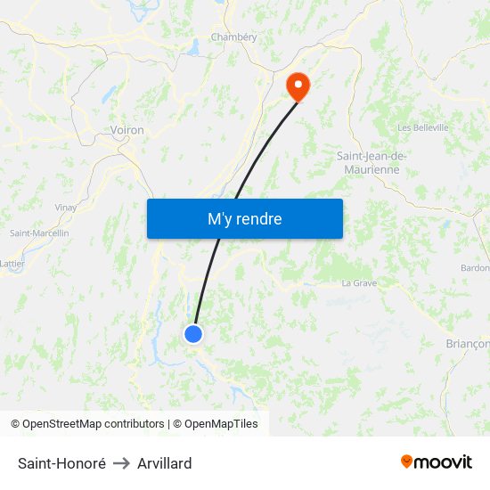 Saint-Honoré to Arvillard map