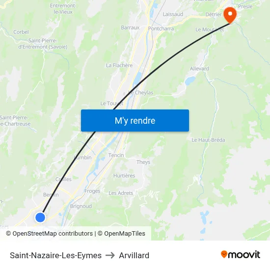 Saint-Nazaire-Les-Eymes to Arvillard map