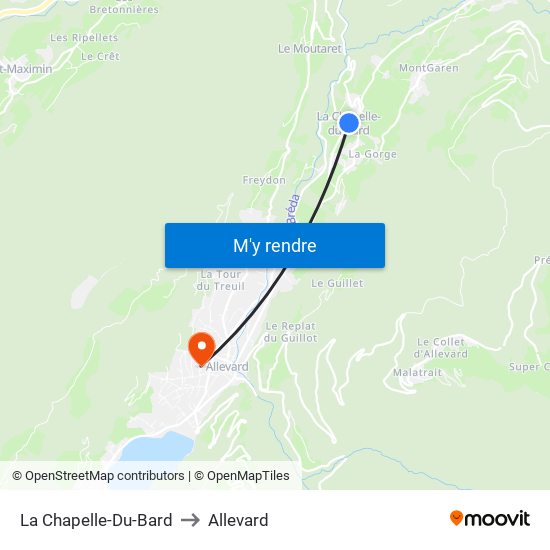La Chapelle-Du-Bard to Allevard map