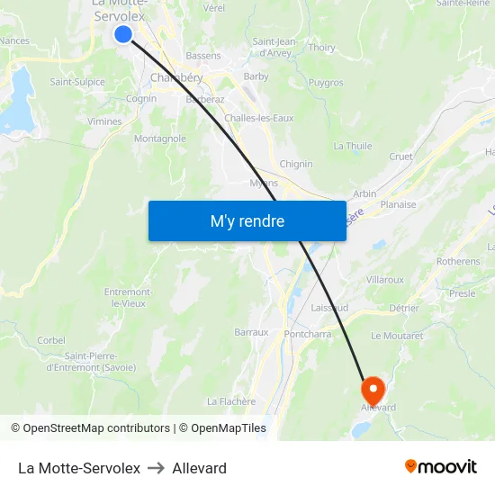La Motte-Servolex to Allevard map