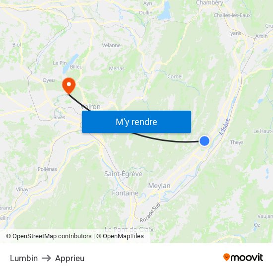 Lumbin to Apprieu map