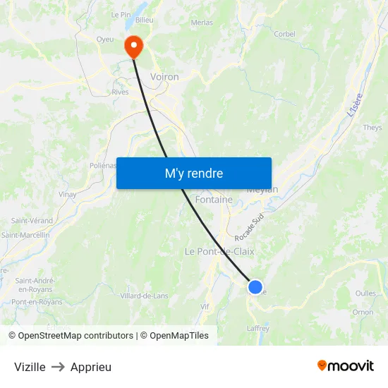 Vizille to Apprieu map