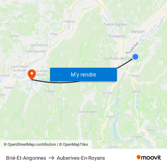 Brié-Et-Angonnes to Auberives-En-Royans map