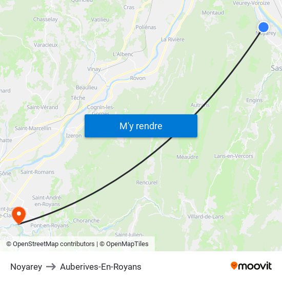 Noyarey to Auberives-En-Royans map