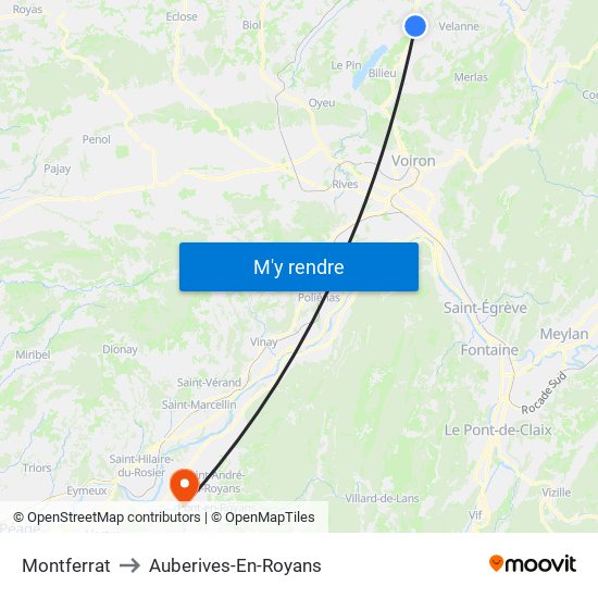 Montferrat to Auberives-En-Royans map