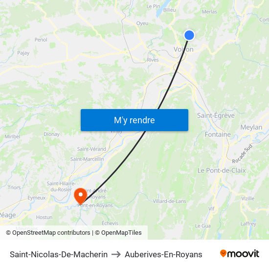 Saint-Nicolas-De-Macherin to Auberives-En-Royans map