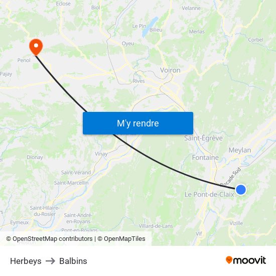 Herbeys to Balbins map