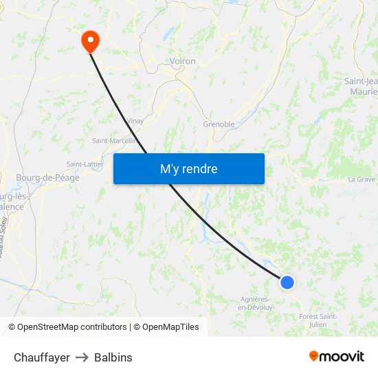 Chauffayer to Balbins map