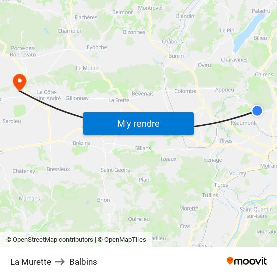La Murette to Balbins map