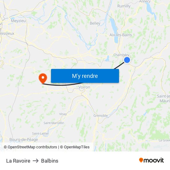 La Ravoire to Balbins map