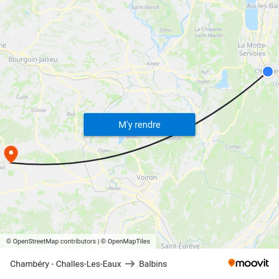 Chambéry - Challes-Les-Eaux to Balbins map