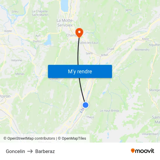 Goncelin to Barberaz map