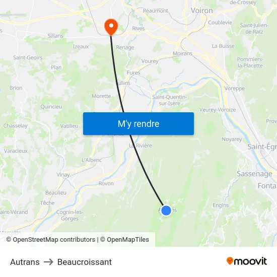 Autrans to Beaucroissant map