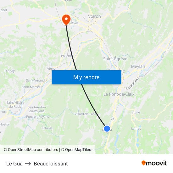 Le Gua to Beaucroissant map