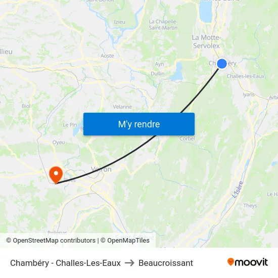 Chambéry - Challes-Les-Eaux to Beaucroissant map