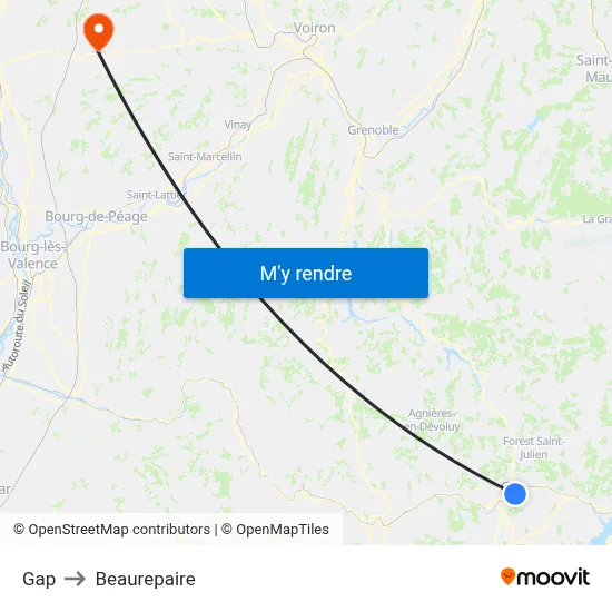 Gap to Beaurepaire map