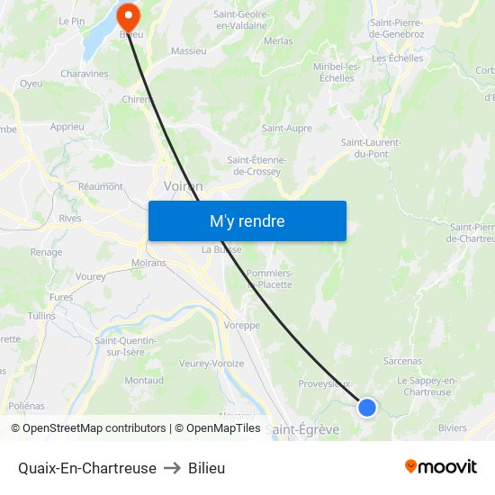 Quaix-En-Chartreuse to Bilieu map