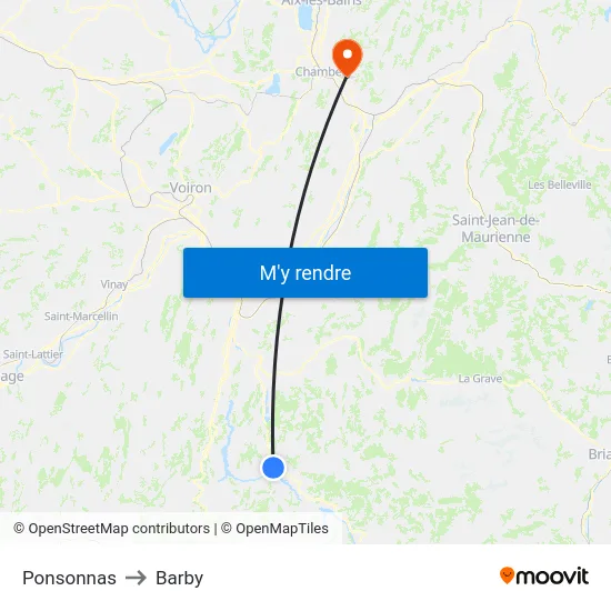 Ponsonnas to Barby map