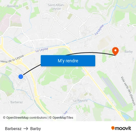 Barberaz to Barby map