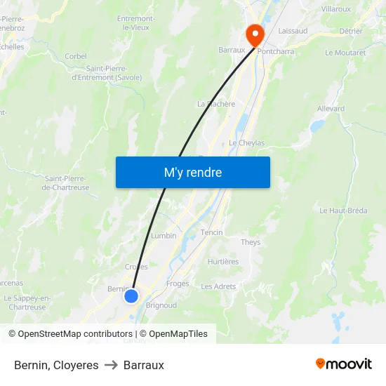 Bernin, Cloyeres to Barraux map