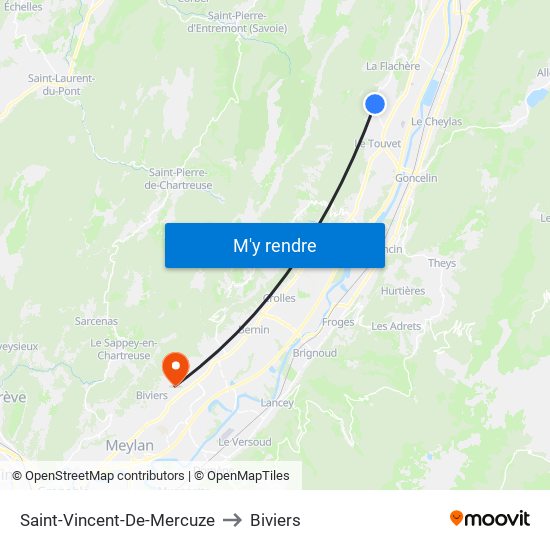 Saint-Vincent-De-Mercuze to Biviers map