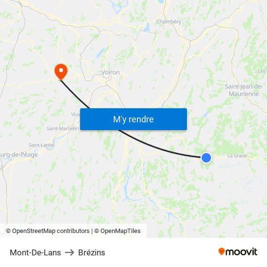 Mont-De-Lans to Brézins map