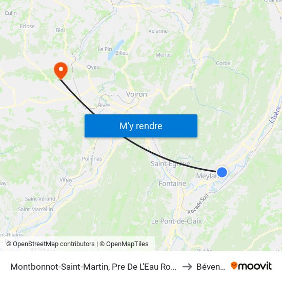 Montbonnot-Saint-Martin, Pre De L'Eau Rond Point to Bévenais map