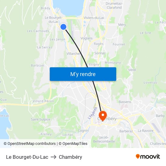 Le Bourget-Du-Lac to Chambéry map