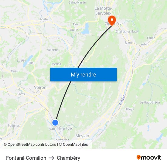 Fontanil-Cornillon to Chambéry map