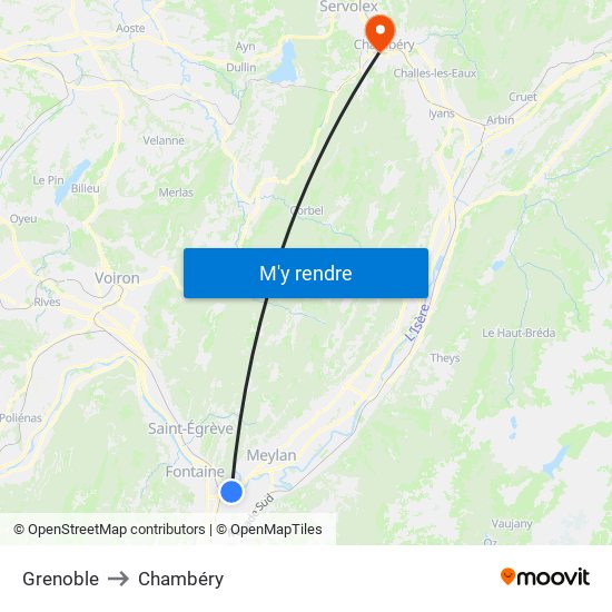 Grenoble to Chambéry map