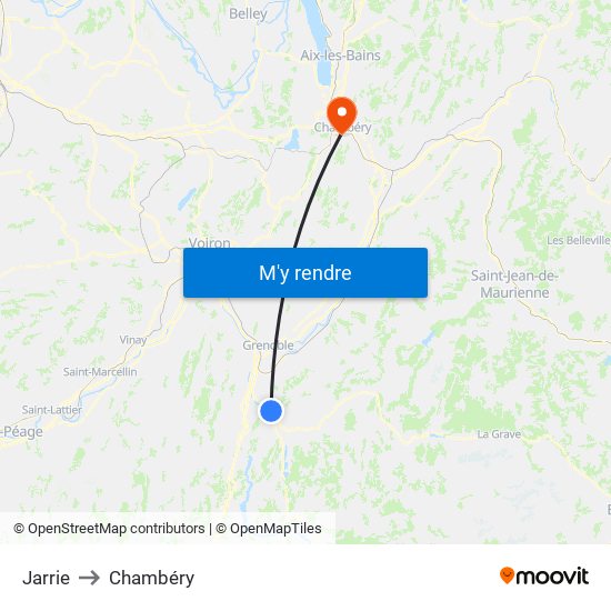 Jarrie to Chambéry map