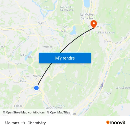 Moirans to Chambéry map