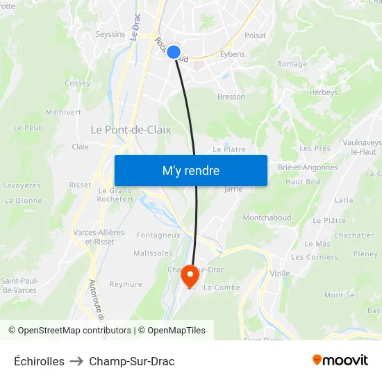 Échirolles to Champ-Sur-Drac map