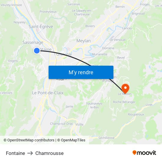 Fontaine to Chamrousse map