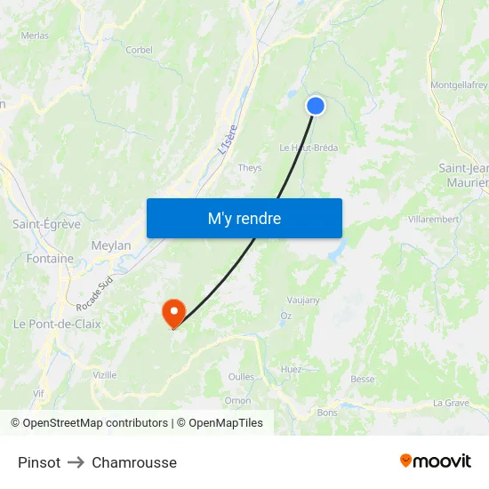 Pinsot to Chamrousse map