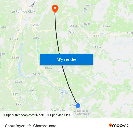 Chauffayer to Chamrousse map