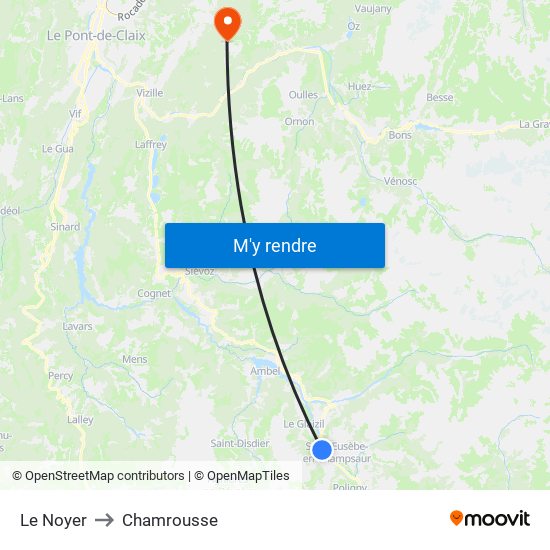 Le Noyer to Chamrousse map
