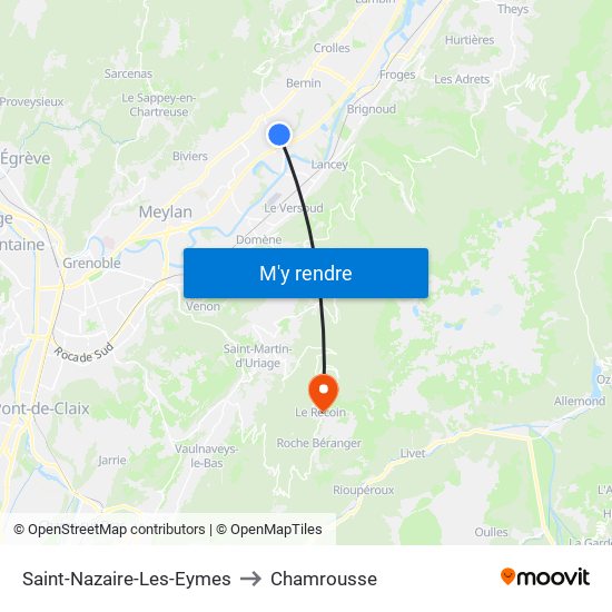 Saint-Nazaire-Les-Eymes to Chamrousse map