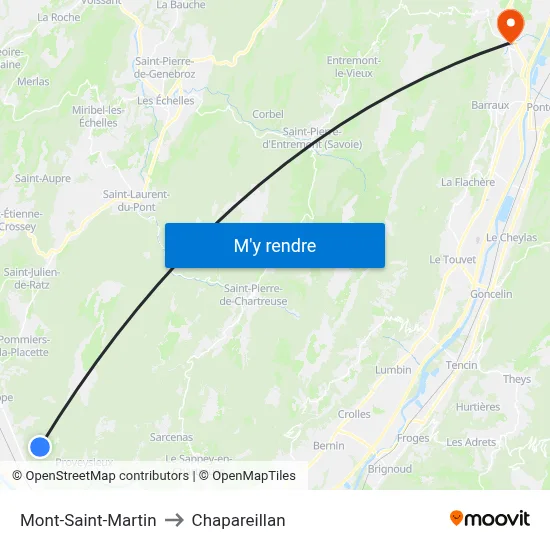 Mont-Saint-Martin to Chapareillan map