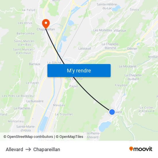 Allevard to Chapareillan map