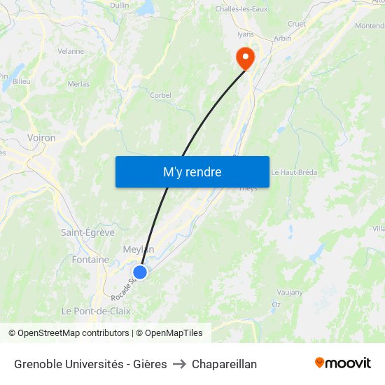 Grenoble Universités - Gières to Chapareillan map