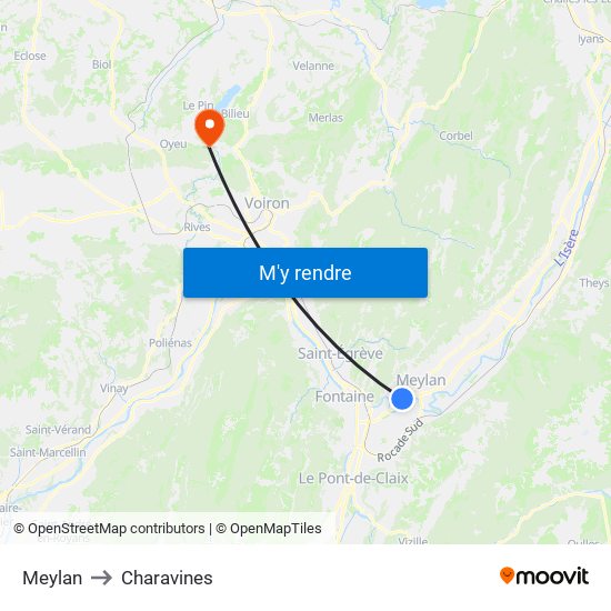 Meylan to Charavines map