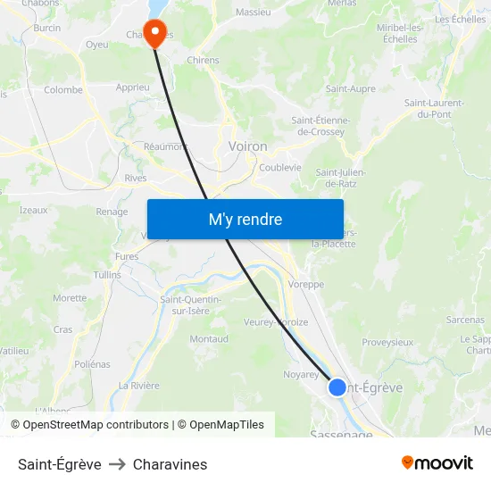Saint-Égrève to Charavines map