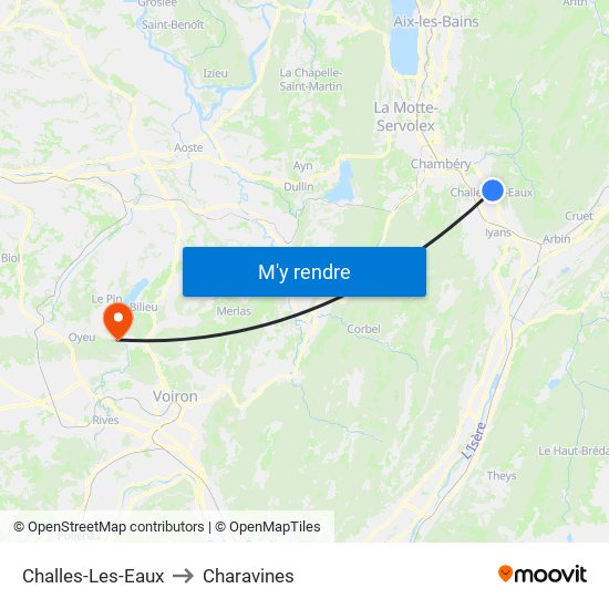 Challes-Les-Eaux to Charavines map