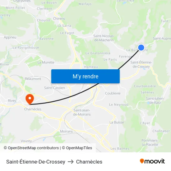Saint-Étienne-De-Crossey to Charnècles map